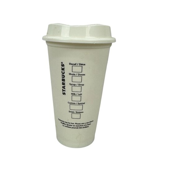 Starbucks Reusable Coffee Cup With Lid 16 oz "Live In The Wow" Design - Picture 2 of 8